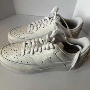 Nike Court Vision Low Women’s Size 10 Triple White Leather Shoes CD5434 100 New